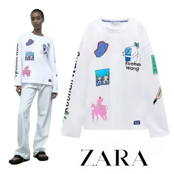 Zara | Tops | Zara White Ruohan Wang Print Tshirt | Poshmark